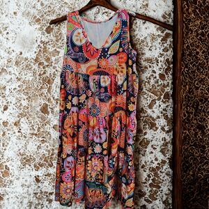 Vibrant Bohemian Sleeveless Maxi Dress SZL (12-14)